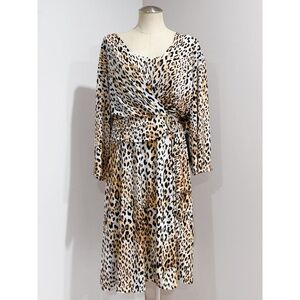 Giovanna Signature Women's Leopard Print Stretch Faux Wrap Dress Plus Size 3X